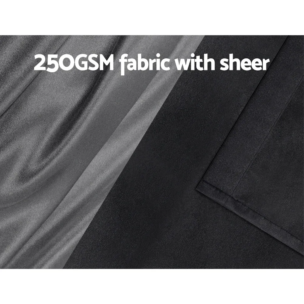 2X 132x160cm | Blockout Sheer Curtains | Black
