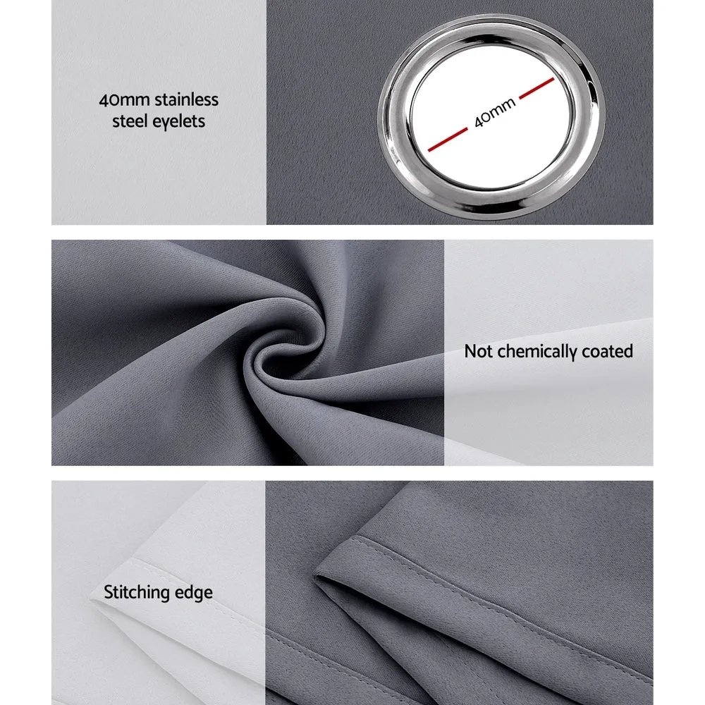 2X 132x160cm | Blockout Sheer Curtains | Charcoal