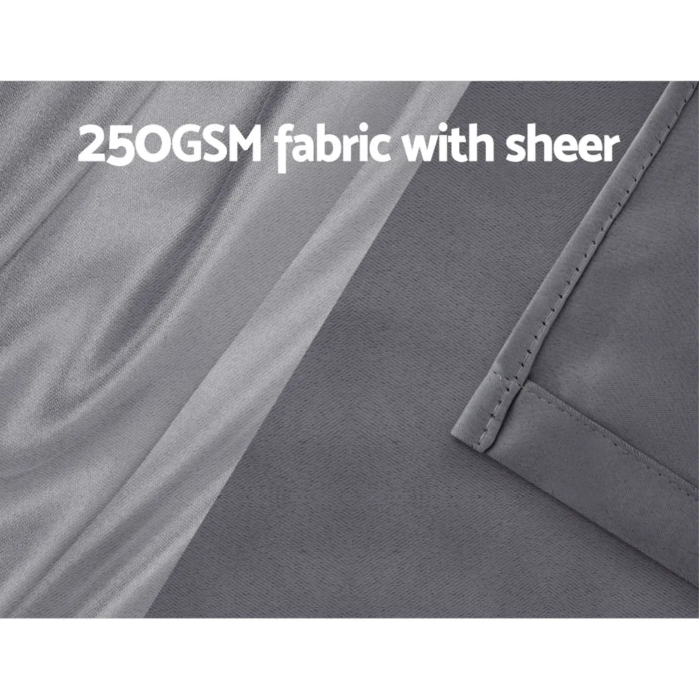 2X 132x160cm | Blockout Sheer Curtains | Charcoal