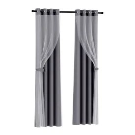 2X 132x304cm | Blockout Sheer Curtains | Charcoal