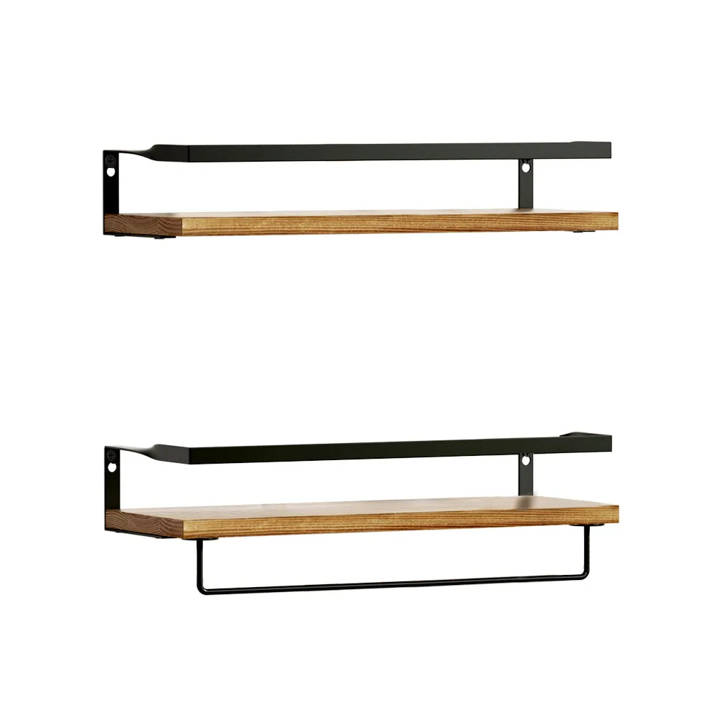 2x Floating Wall Shelves Brackets Towel Rail Rack | DIY Wall Mount Rack | Brand: Artiss