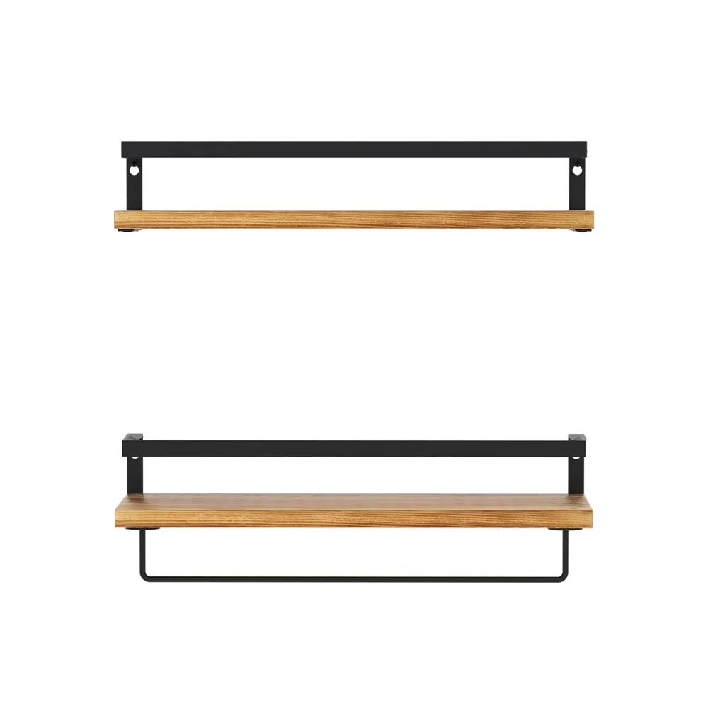 2x Floating Wall Shelves Brackets Towel Rail Rack | DIY Wall Mount Rack | Brand: Artiss
