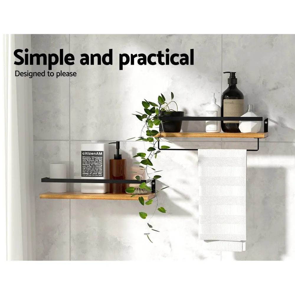 2x Floating Wall Shelves Brackets Towel Rail Rack | DIY Wall Mount Rack | Brand: Artiss