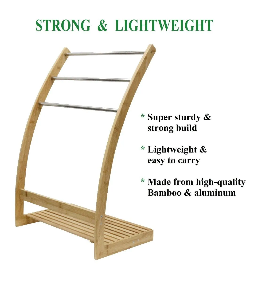 3-Tier Freestanding Bamboo Towel Bar / Drying Rack