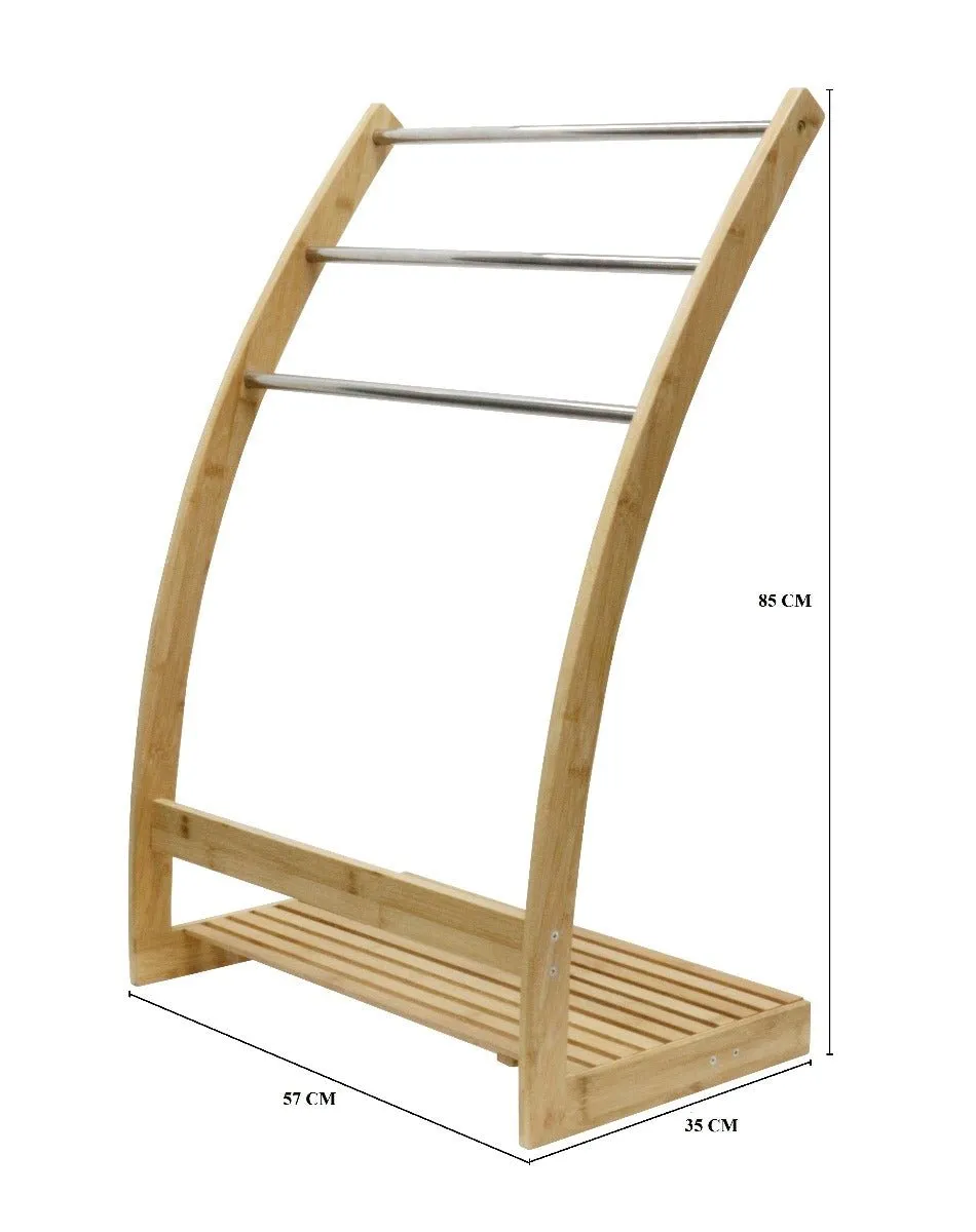 3-Tier Freestanding Bamboo Towel Bar / Drying Rack