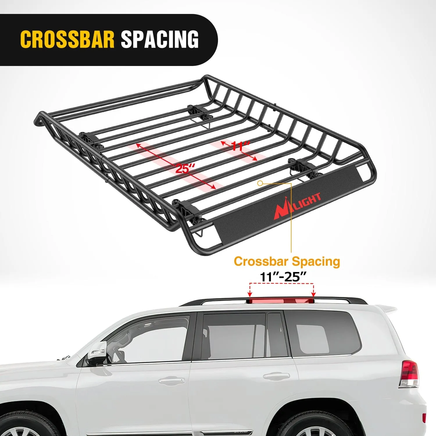 51 x 36 x 5in Universal Roof Rack Cargo Basket