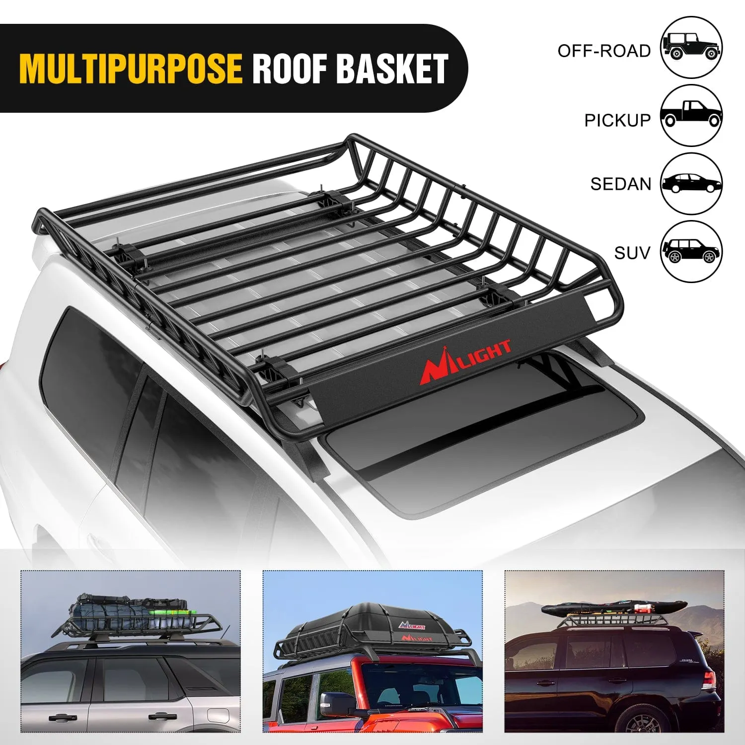 51 x 36 x 5in Universal Roof Rack Cargo Basket