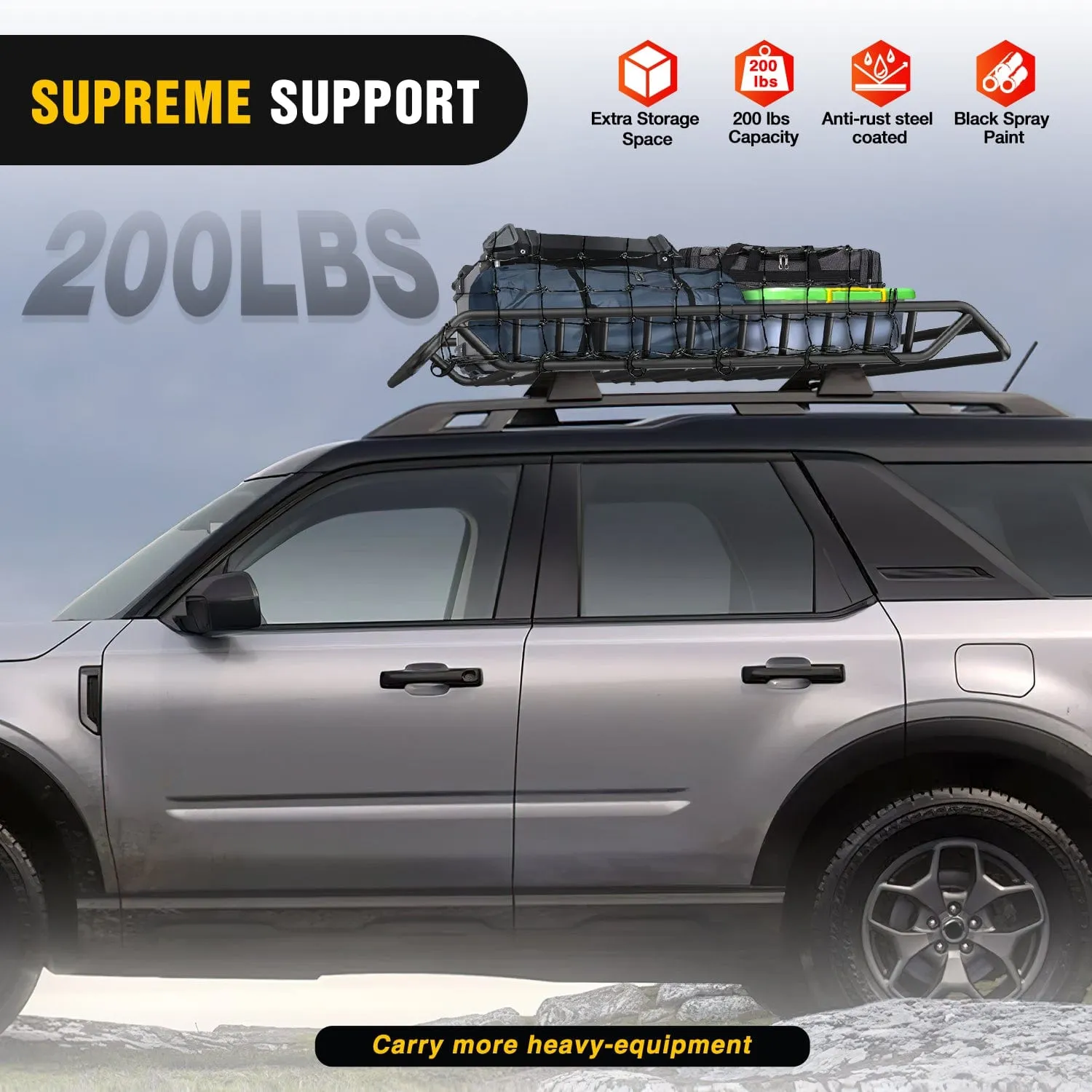 51 x 36 x 5in Universal Roof Rack Cargo Basket
