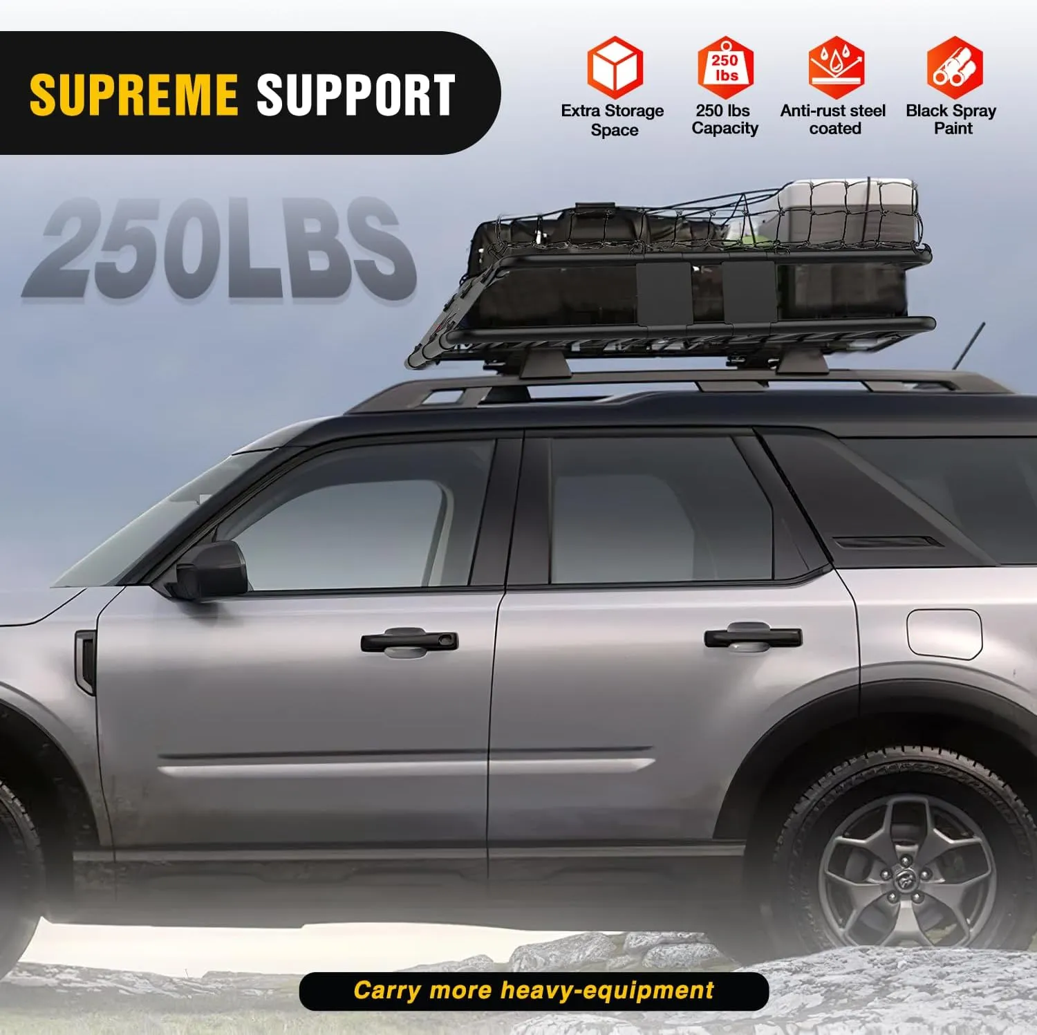 Universal Roof Rack Cargo Basket 43in x 39in x 6in