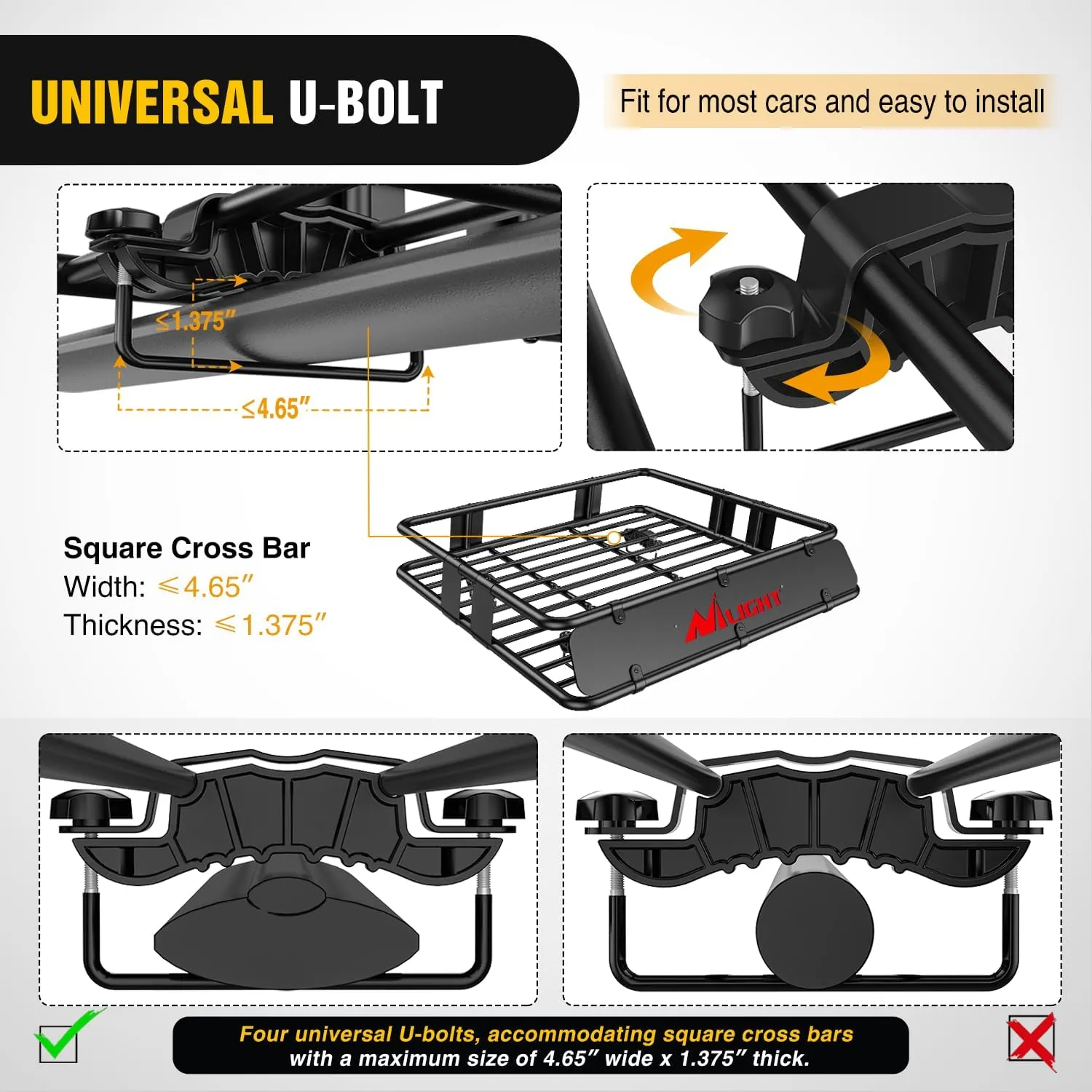 Universal Roof Rack Cargo Basket 43in x 39in x 6in