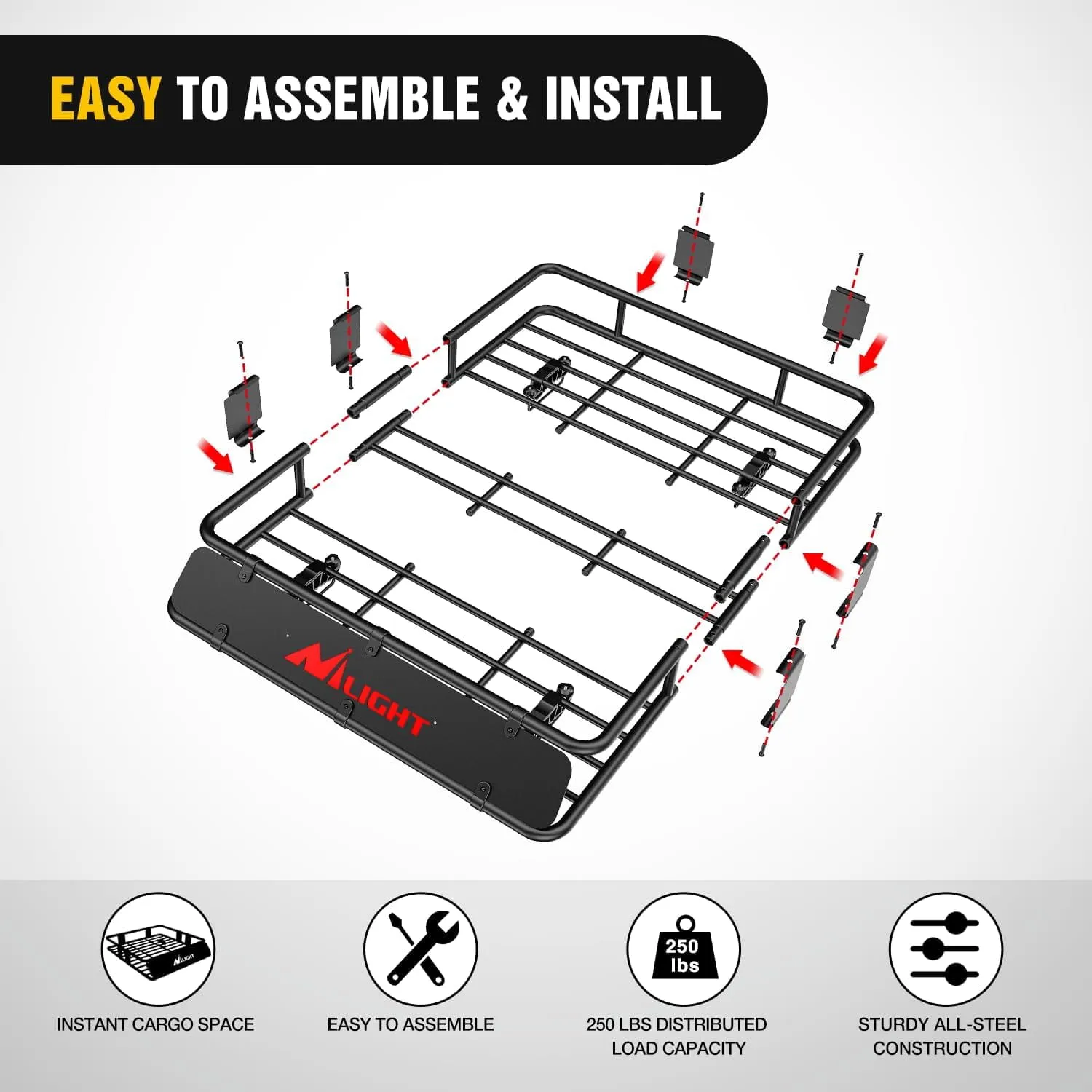 Universal Roof Rack Cargo Basket 43in x 39in x 6in