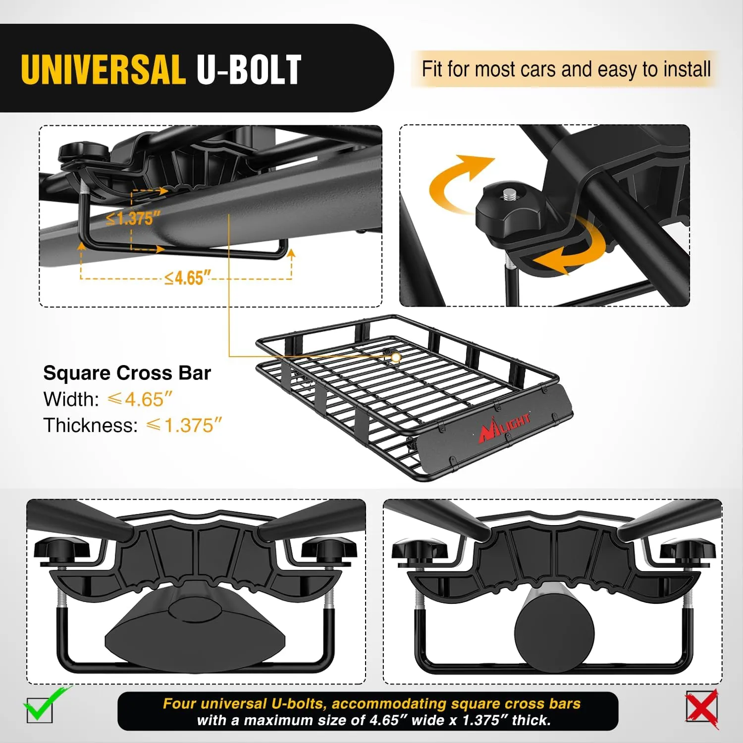 Universal Roof Rack Cargo Basket 84in x 39in x 6in